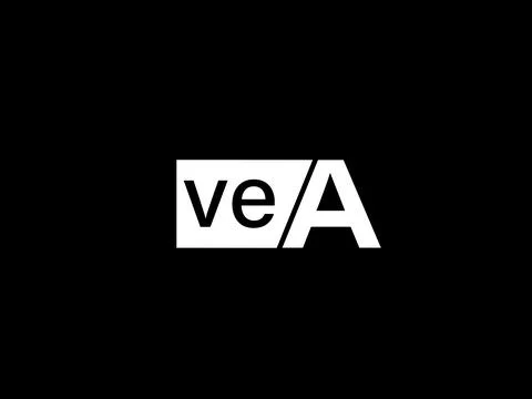 VEA Logo and Graphics design vector art, Icons isolated on black background Illustrazione stock