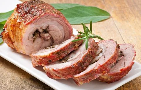 Veal roll filled with minced beef meat and herbs Stock-Fotos