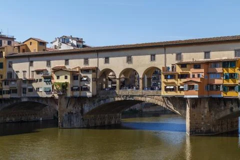 Vecchio Bridge over the River Arno in Florence Stock Photos