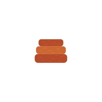 Vecot flat wood cut, timber logs, charcoal grill Illustrazione stock
