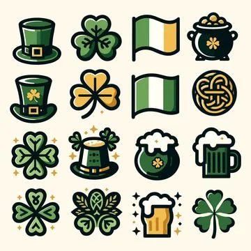 Vecotr Icons for St Patrick' s Day festivities. Illustrazione stock