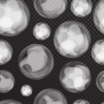 Vecton seamless pattern of falling soap balls filled with smoke or steam on a Stock Illustration