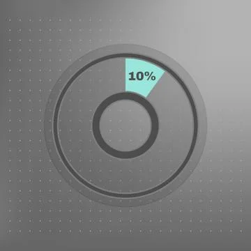 Vector 10% circle diagram isolated on grey background Stock Illustration