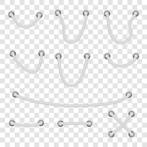 Vector 10 Different Style Dark Gray Rope out from hole, at transparent effect Stock Illustration