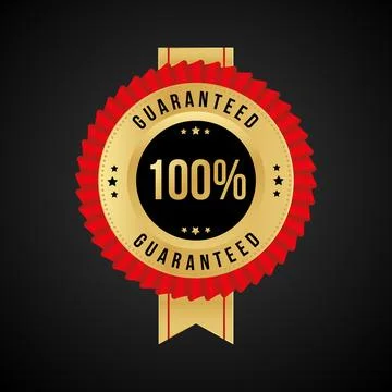 Vector 100% guarantee Red and golden label Stock Illustration