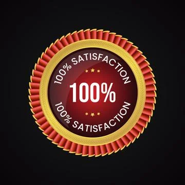 Vector 100% satisfaction golden and red badge collection Stock Illustration