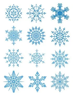 Vector 12 snowflakes Stock Illustration