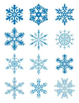 Vector 12 snowflakes Stock Illustration