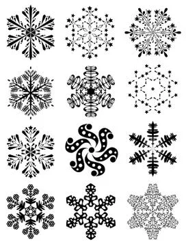 Vector  12 snowflakes Stock Illustration