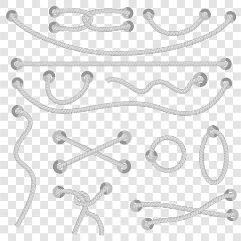 Vector 13 Different Style Gray Rope out from hole, at transparent effect back Stock Illustration