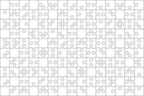 Vector 150 White Puzzles Pieces Jigsaw. Stock Illustration