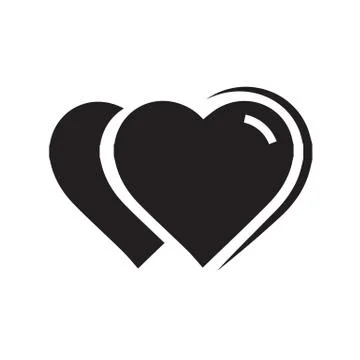 Vector 2 Heart Icon black color Stock Illustration