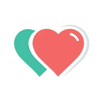 Vector 2 Heart Icon Red and green color Stock Illustration