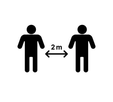 Vector 2 meter coronavirus social distance icon Stock Illustration