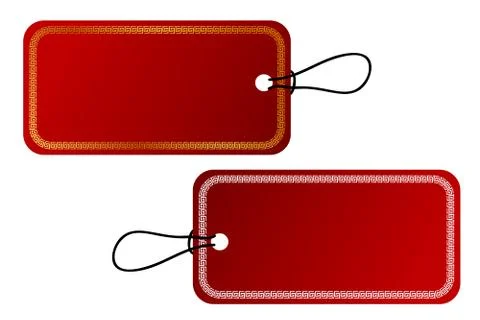 Vector 2 Rectangle Vector Red Gradient Tag, White China Style Border With Bla Stock Illustration