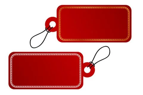 Vector 2 Rectangle Vector Red Gradient Tag, White China Style Border With Bla Stock Illustration