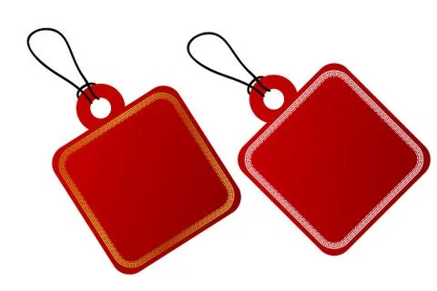 Vector 2 Square Vector Red Gradient Tag, White and Golden China Style Border  Stock Illustration