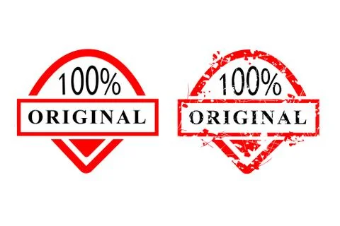 Vector 2 Style Red Rubber Stamp, 100% Original, Isolated on White Illustrazione stock