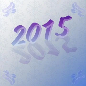 Vector of 2015 with reflect shadow on snow pattern background Stock Illustration