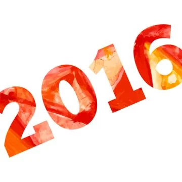 Vector 2016 with aquarelle effect. Happy new year! Stock Illustration