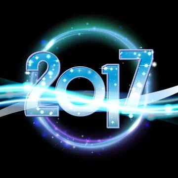 Vector 2017 Happy New Year background with neon light sparcles Stock Illustration