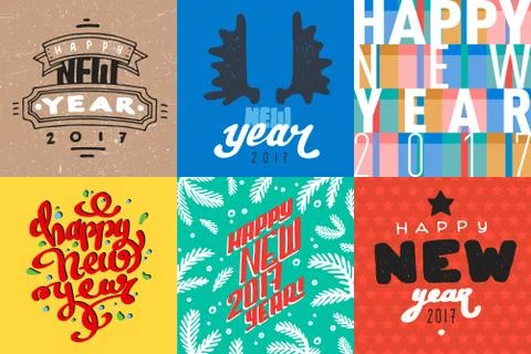 Vector 2017 Happy New Year background greeting holiday flayer brochure layout Stock Illustration