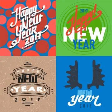 Vector 2017 Happy New Year background greeting holiday flayer brochure layout Stock Illustration
