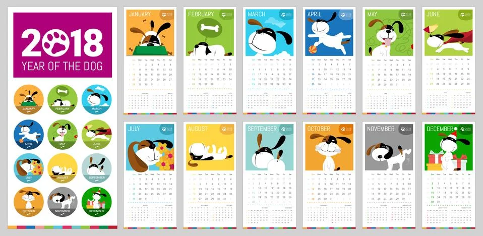 Vector 2018 calendar Stock Illustration