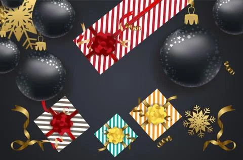 Vector 2018 Happy New Year background with golden gift bow Stock Illustration