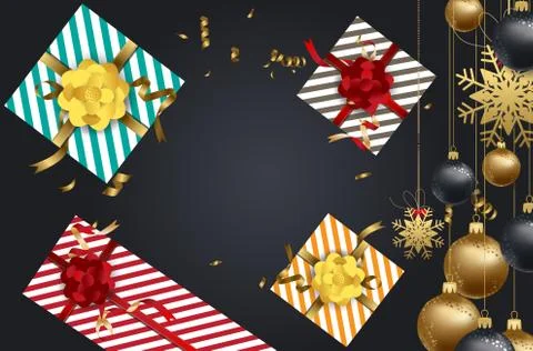 Vector 2018 Happy New Year background with golden gift bow Stock Illustration