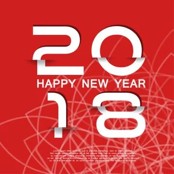 Vector 2018 Happy New Year poster with glitch white numbers on the red backgr Stock Illustration