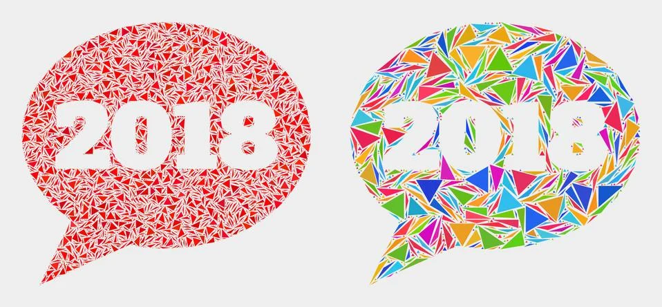 Vector 2018 Message Balloon Mosaic Icon of Triangle Elements Illustrazione stock