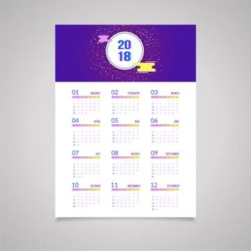 Vector 2018 new year wall calendar design Stock Illustration