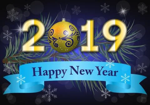 Vector 2019 on a dark winter background Stock Illustration