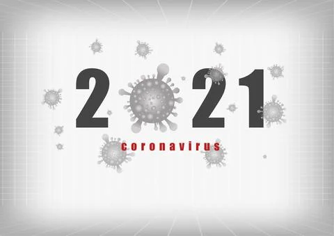 Vector : 2021 Coronavirus on gray background Stock Illustration