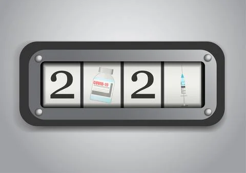 Vector : 2021 Coronavirus on gray background Stock Illustration