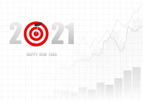 Vector : 2021 Happy new year with business graph and archery target Stock Illustration
