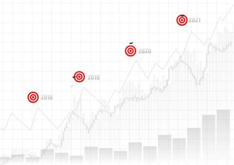 Vector : 2021 Happy new year with business graph and archery target Stock Illustration