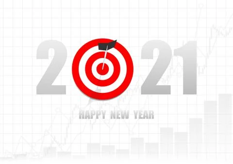 Vector : 2021 Happy new year with business graph and archery target Stock Illustration