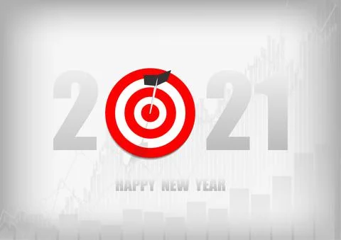 Vector : 2021 Happy new year with business graph and archery target Illustrazione stock