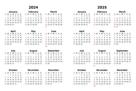Vector 2024 and 2025 vertical calendar. Modern illustration Stock Illustration