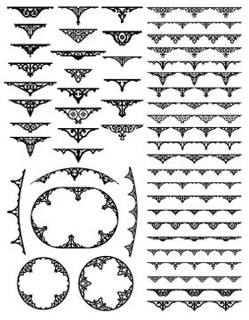 Vector. 23 baroque border set Illustrazione stock