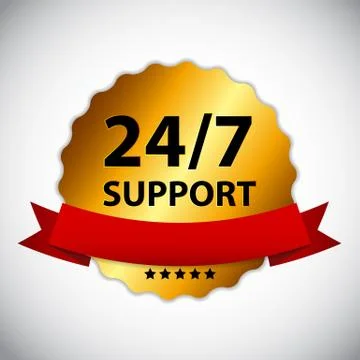 Vector 24-7 SUPPORT Sign, Label Template 스톡 일러스트