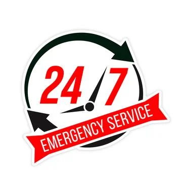 Vector 24 and 7 Emergency Service red and black design Stock Illustration