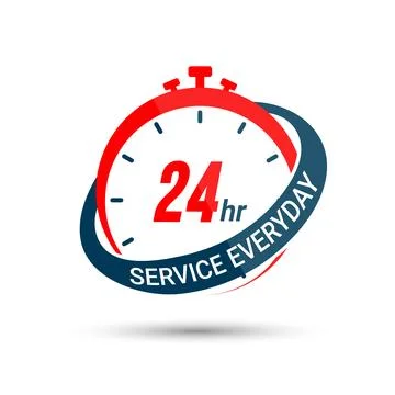 Vector 24 hour everyday open service Stock Illustration
