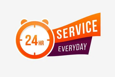 Vector 24 hour everyday service center Stock Illustration