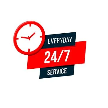 Vector 24 hours and 7 days everyday service design Stock Illustration