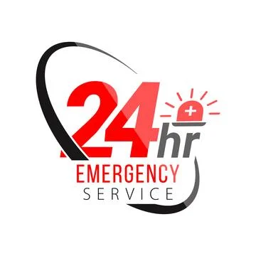 Vector 24 hours emergency service concept label Stock Illustration