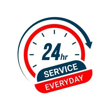 Vector 24 hours service everyday red and blue label Stock Illustration
