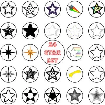 Vector. 24 Star icon set . Part 2. Isolated illustration Illustrazione stock